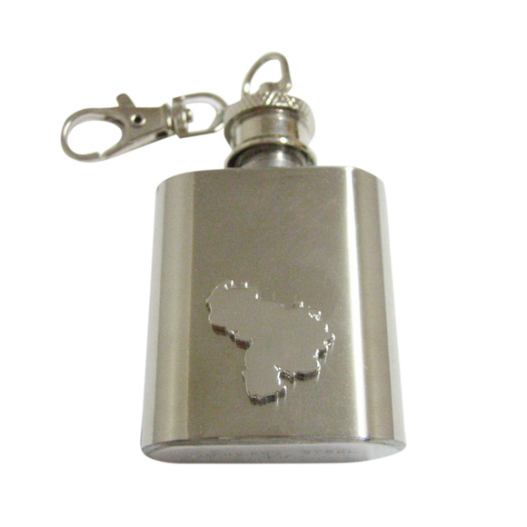 Venezuela Map Shape 1oz Keychain Flask - Picture 1 of 1